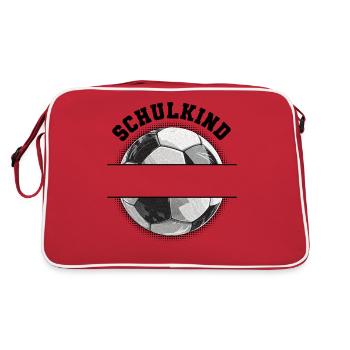 Schulkind Fußball Personalisierbar Name Schule - Retro Tasche - Rot/Weiß - Hinten