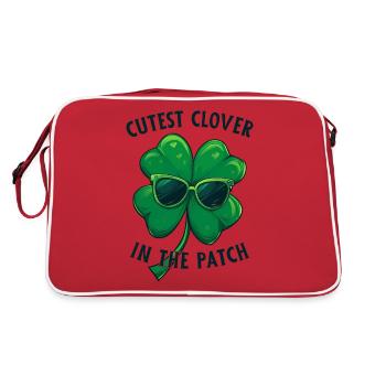 Shamrock Cutest Clover In The Path Kleeblatt - Retro Tasche - Rot/Weiß - Hinten