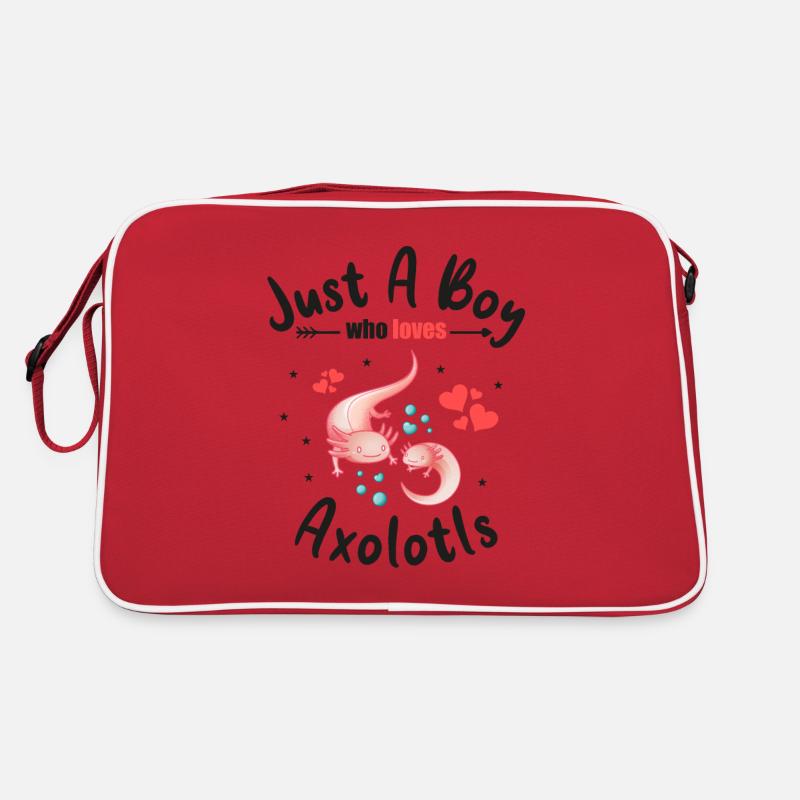 Nur ein Junge, der Axolotl-Amphibien-Spruch-Geschenk liebt Retro Tasche