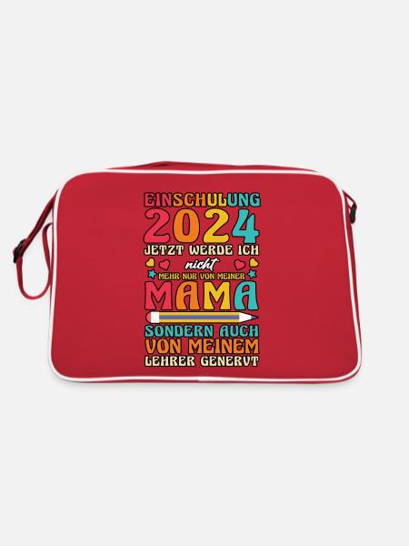 1. Klasse Schulkind Schulanfang Einschulung - Retro Tasche - Rot/Weiß - Hinten