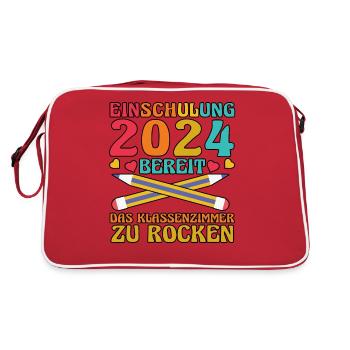 1. Klasse Schulkind Schulanfang Einschulung - Retro Tasche - Rot/Weiß - Hinten