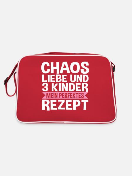 Mama Von 3 Kindern - Retro Tasche - Rot/Weiß - Hinten