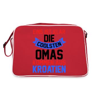 Kroaten Oma Großmutter Kroatin Hrvatska Kroatien - Retro Tasche - Rot/Weiß - Hinten