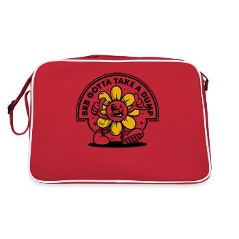 BRB Gotta Take A Dump Illustration De Fleur Drôle - Sac Retro - rouge/blanc - Dos