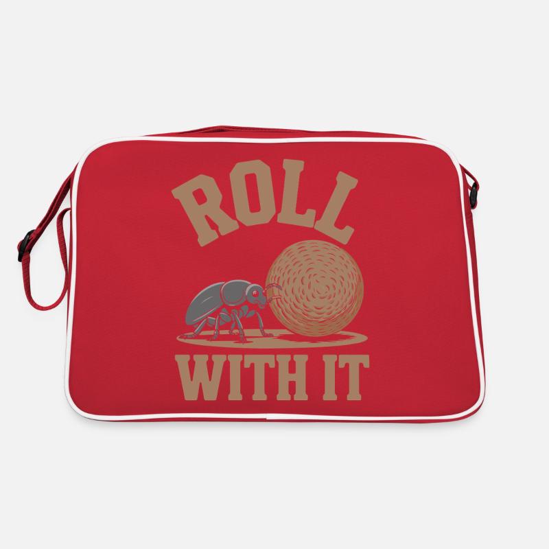 Roll With It Funny Motif with Message Retro Bag