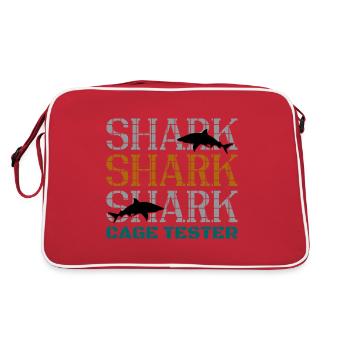 Shark Cage Tester - Retro Tasche - Rot/Weiß - Hinten