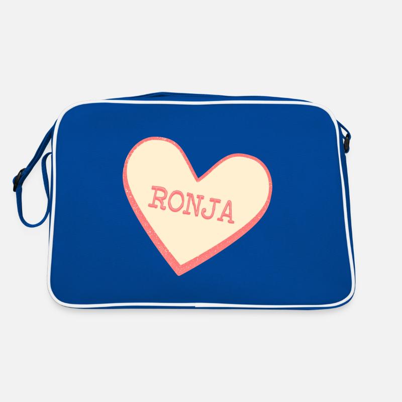Ronja Surname First name pink sugar heart Retro Bag