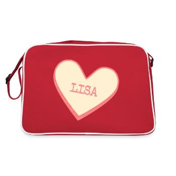 Lisa Name Vorname rosa Zucker Herz - Retro Tasche - Rot/Weiß - Hinten