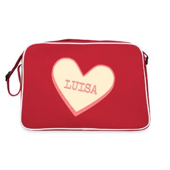 Luisa Name Vorname rosa Zucker Herz - Retro Tasche - Rot/Weiß - Hinten