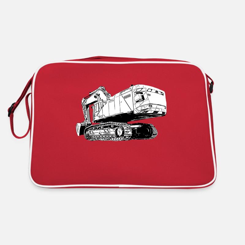 Bagger - Retro Tasche - Rot/Weiß