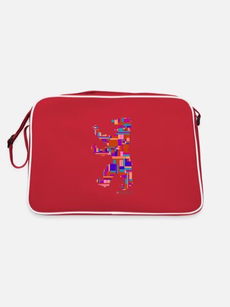 I Love Berlin Shirt - Berlin Bär Design - Berlin - Retro Tasche - Rot/Weiß - Hinten