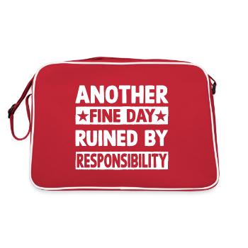 Another fine day ruined by responsibility - Retro Tasche - Rot/Weiß - Hinten