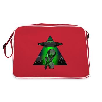 Alien avec le majeur - Les humains sont nuls - Sac Retro - rouge/blanc - Dos
