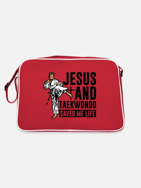 Jesus and Taekwondo saved me life - Retro Tasche - Rot/Weiß - Hinten