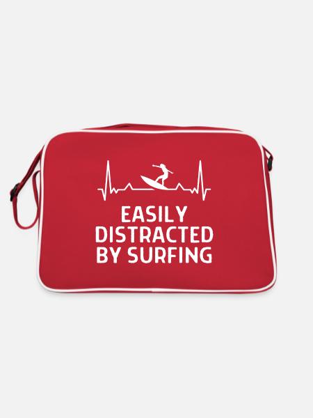 Surfen Surfer Lustige Spürche Geschenk - Retro Tasche - Rot/Weiß - Hinten