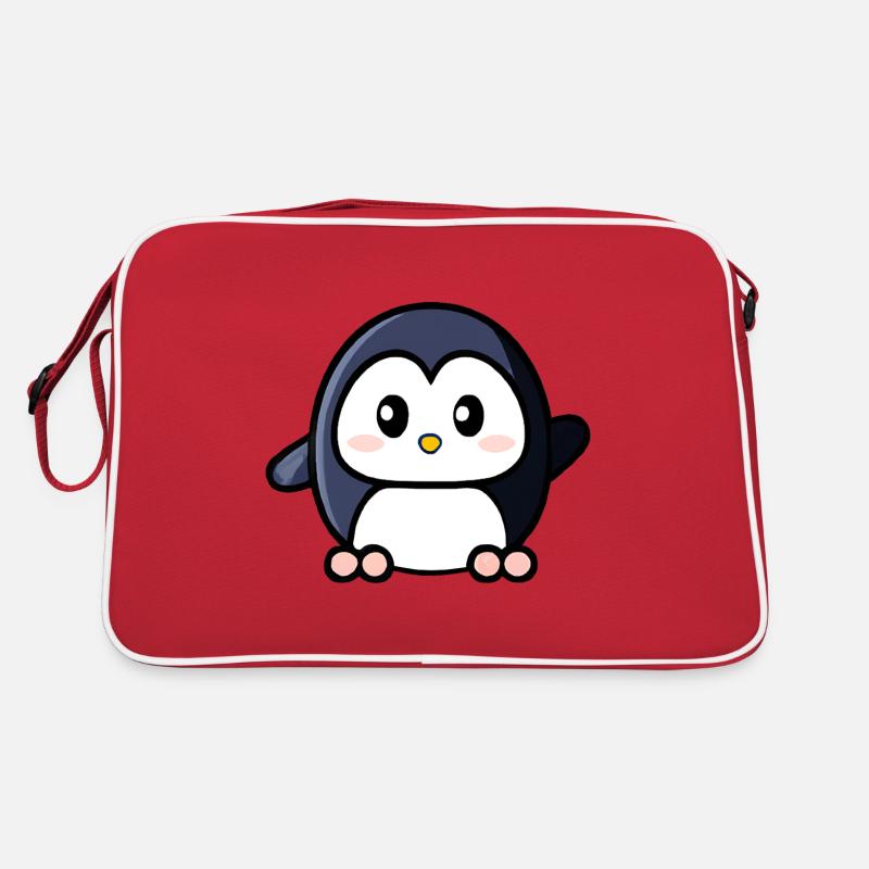 Cute penguin waving Retro Bag