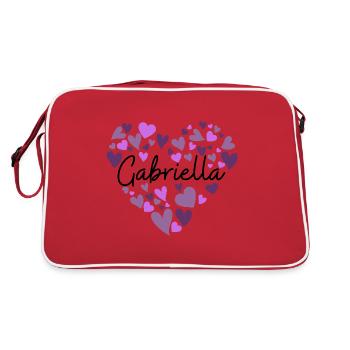 gabriella Name Design with Heart-Shaped purple Hea - Retro Bag - red/white - Back