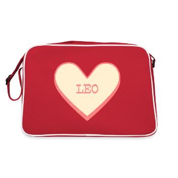Leo Nom Prénom Pink Sugar Heart - Sac Retro - rouge/blanc - Dos