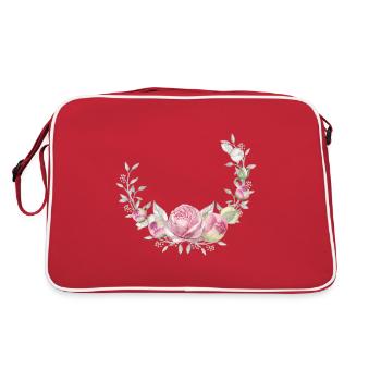 Wreath of flowers with roses, customisable - Retro Bag - red/white - Back