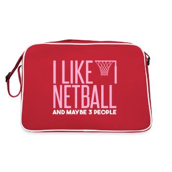 I Like Netball And Maybe 3 People - Retro Bag - red/white - Back