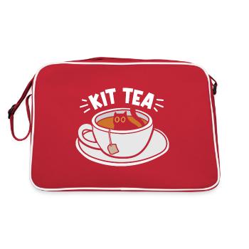 Lustiger Katzenliebhaber Tee - Retro Tasche - Rot/Weiß - Hinten