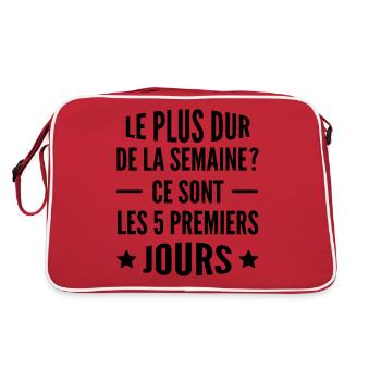 le plus dur de la semaine - Humour au travail - Sac Retro - rouge/blanc - Dos