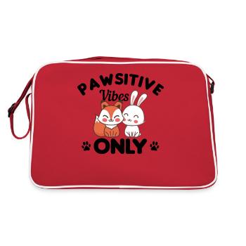 Tiere Pawsitive Vibes Nur Geschenk - Retro Tasche - Rot/Weiß - Hinten