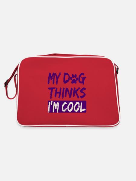 Amoureux des chiens Humour Mon chien pense que je suis cool Chien - Sac Retro - rouge/blanc - Dos
