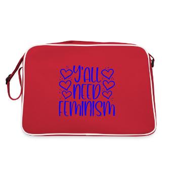 Feministischer Humor Git Y'All Need Feminism Geschenkidee - Retro Tasche - Rot/Weiß - Hinten