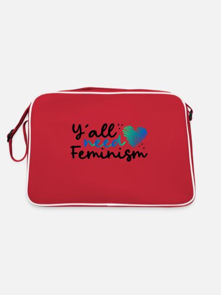 Feministische Frauengleichberechtigung Y'All braucht Feminismus - Retro Tasche - Rot/Weiß - Hinten