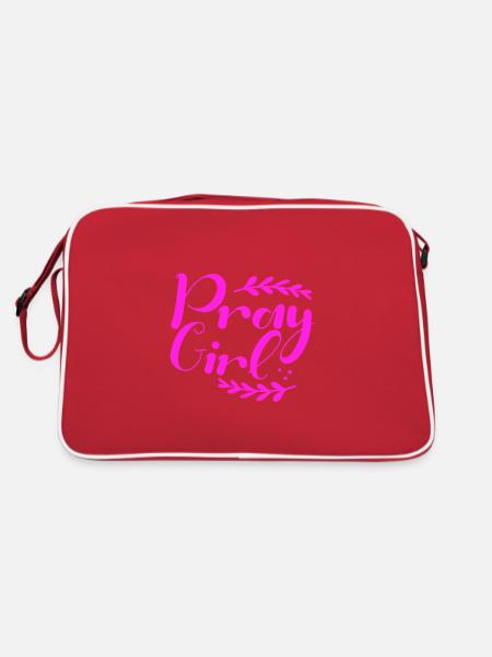 Christianity Girft Pray Girl Inspirational - Retro Bag - red/white - Back