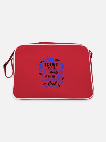 Christentum Vertraue auf die Bibel mit all deinen - Retro Tasche - Rot/Weiß - Hinten