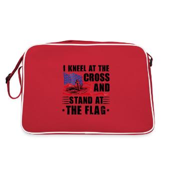 Patriotic Christian Kneel at Crass Stand At Flag - Retro Bag - red/white - Back