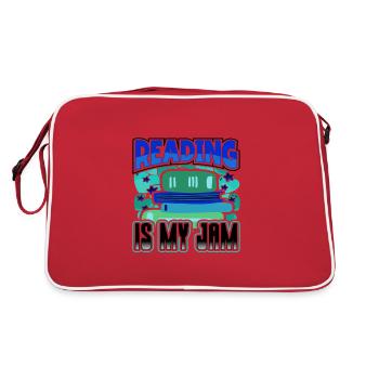 Lesen ist mein Jam Fun Book Lover Geschenkideen - Retro Tasche - Rot/Weiß - Hinten