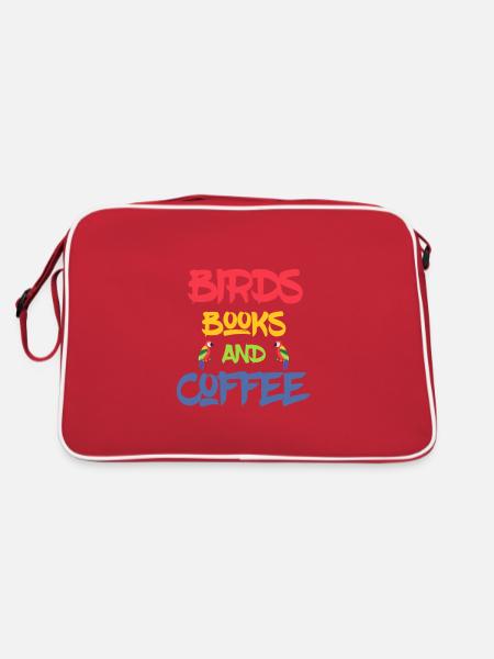 Livre Amoureux Oiseaux Livres et Café Drinker Cadeau - Sac Retro - rouge/blanc - Dos