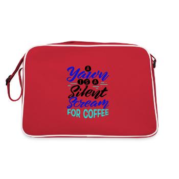 Kaffee Trinker Geschenk Gähne ist Schrei nach Kaffee - Retro Tasche - Rot/Weiß - Hinten