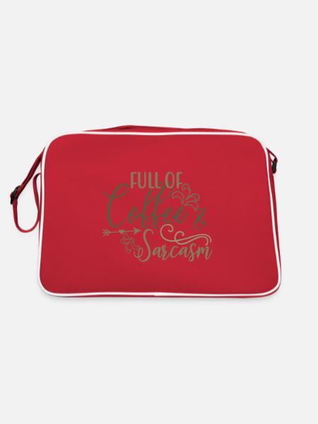 Coffee Drinker Gifts Full of Coffee and Sarcasm - Retro Bag - red/white - Back