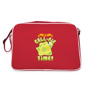 Handy Humor Es ist Cell Fie Time Selfie - Retro Tasche - Rot/Weiß - Hinten