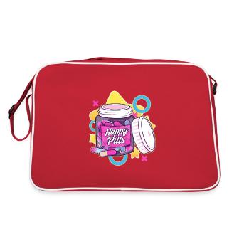 Coloré et amusant Happy Pills Sarcasme Humour Cadeau - Sac Retro - rouge/blanc - Dos
