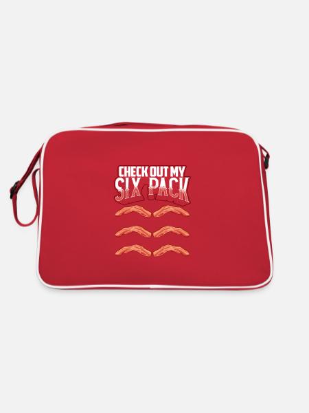 Fitness Humor Check Out My Six Pack Bacon Lover - Retro Bag - red/white - Back