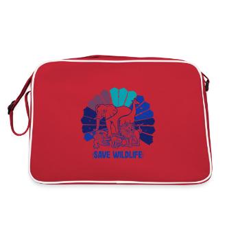Save Wildlife Gifts Vintage Wild Animals Go Green - Sac Retro - rouge/blanc - Dos