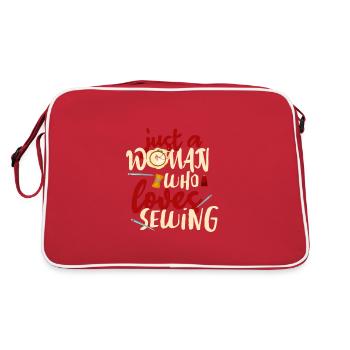 Schneiderin Geschenk Nur eine Frau, die gerne näht - Retro Tasche - Rot/Weiß - Hinten