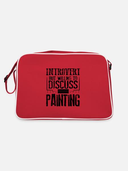 Maler Geschenke introvertiert bereit zu diskutieren - Retro Tasche - Rot/Weiß - Hinten