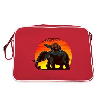 Elephant Turtle Sunset Design - Retro Bag - red/white - Back