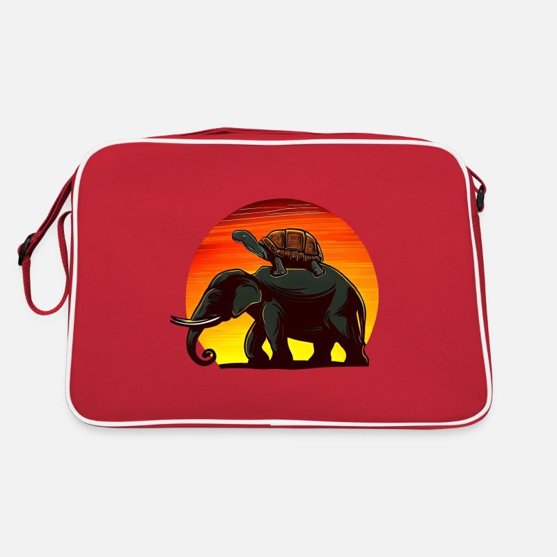 Elefant Schildkröte Sunset Design Retro Tasche