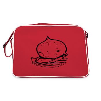 Onion Cuts Man Funny Sarcasm Design - Retro Bag - red/white - Back