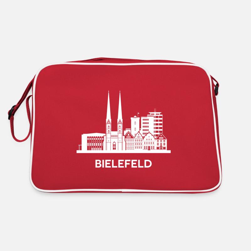 Bielefeld, weiß - Retro Tasche - Rot/Weiß