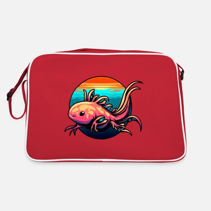 Mignon Axolotl Design Coucher de soleil Coucher de soleil Sac Retro