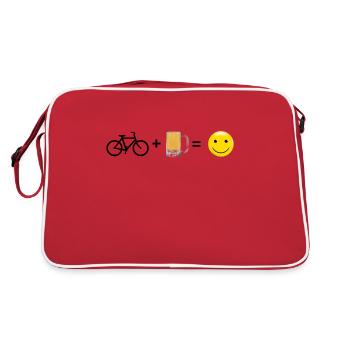 Cycling Beer Face Grin BMX Road Bike Gift - Retro Bag - red/white - Back