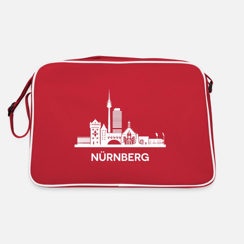 Nürnberg, weiß - Retro Tasche - Rot/Weiß